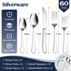 E-far Heavy Duty Silverware Set for 12, 60-Piece Stainless Steel