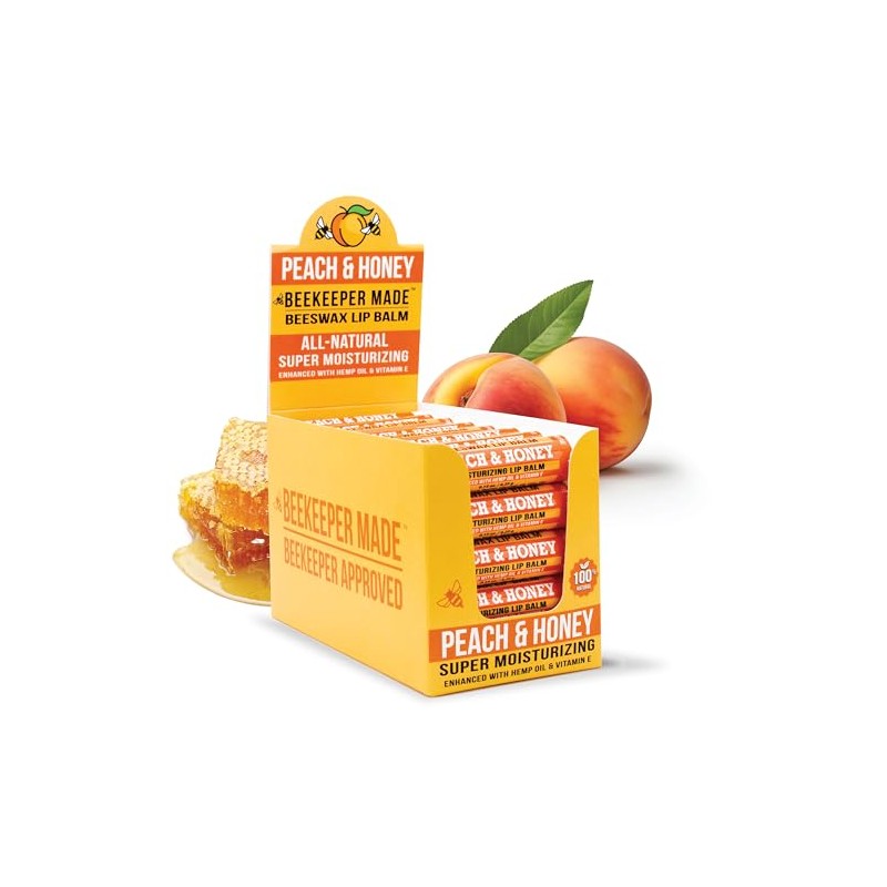 Beekeeper Made Beeswax Bulk Lip Balm, Peach, 40 Count