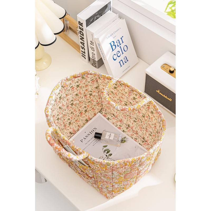 Storage Basket Boho Fabric Large Collapsible Floral Laundry Nursery Hamper