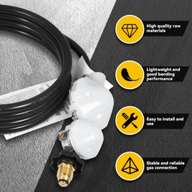 12 FT F273684 Propane Hose Compatible for mr heater F273684 buddy heaters Propane Hose f273684 with Regulator for RV, Gill, Gas Stove, Gas Generator, 3/8in Female x 3/8in Male Street Elbow