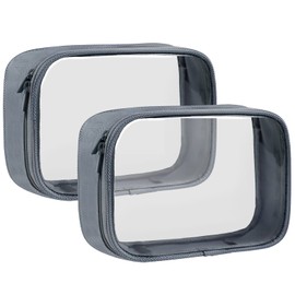 Toiletry Bag Transparent Toiletry Bag PVC Aeroplane Bag Liquids Cosmetic Bag Travel Cosmetic Bag Transparent Bag Hand Luggage Travel Accessories Toilet Bag Waterproof for Women, S-grey pack of 2,