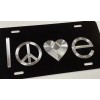 Diamond Etched Products Engraved Love Peace Heart Car Tag Diamond