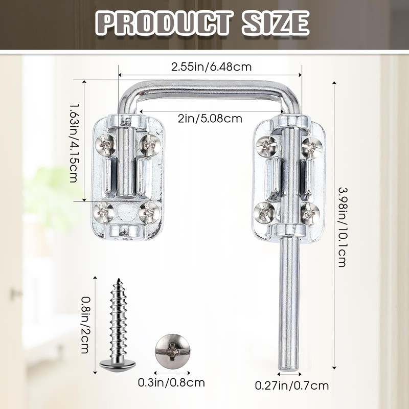 Hicarer 4 Pcs Sliding Glass Door Lock French Door Latch