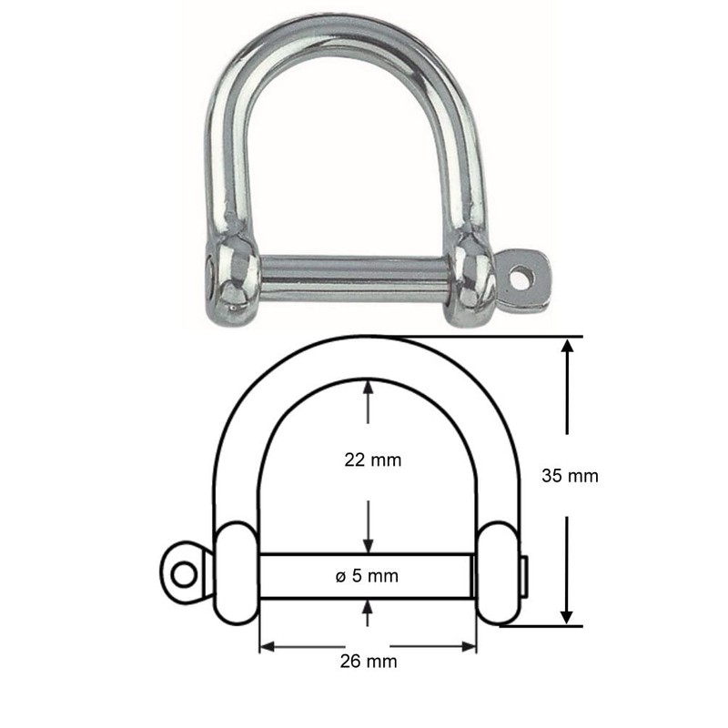 Versandbox24 Pack of 10 Round Shackles 5 mm Stainless Steel