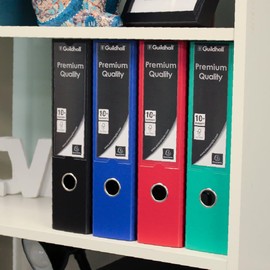 Exacompta - Ref 222/2000Z - Guildhall - A4 Lever Arch File, 70mm Spine, 75mm Rings, 650 Sheet Capacity, 2 Ring, Label Holder on Spine, Finger Hole for Easy Retrieval - Black