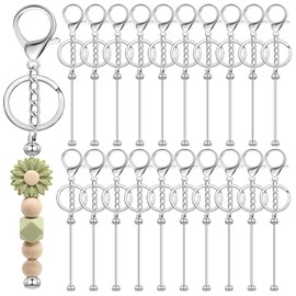 YUESEK 20/40pcs Beadable Keychain Bars Bulk Blank Creative Cute Keychains Bar for Beads Purse Keychains for Women Man