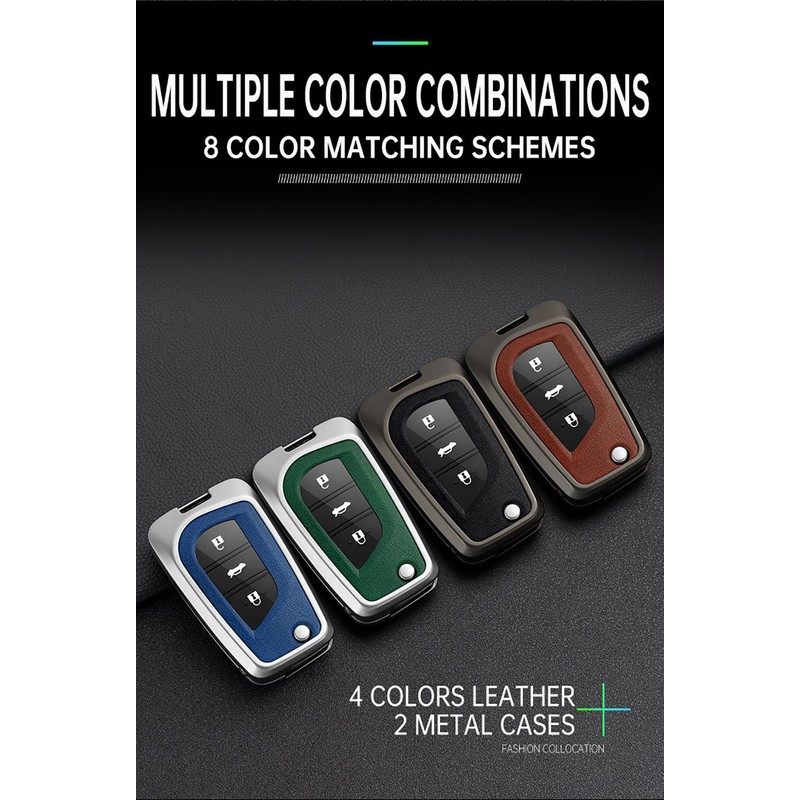 HIBEYO Flip Key Car Key Case Fits Toyota Corolla Camry