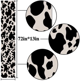 Nepnuser Linen Cow Print Table Runner Farm Cowboy Themed Birthday Party Decoration Dining Room Kitchen Home Decor (13" x 72")