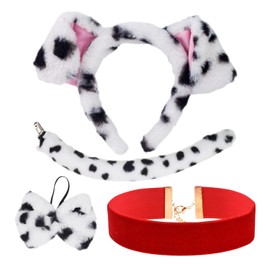3pcs Dog Headbands, 1pc Velvet Choker, Dalmatian Ears, Ear Headband Set, Kids Dog Clothing, Dalmatian Ear Headband, Dalmatian Clothing