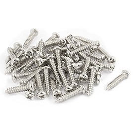 sourcingmap 100pcs M2.5 x 12mm Stainless Steel Phillips Pan Round Head Self Tapping Screws