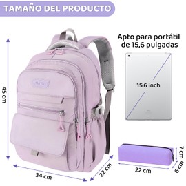 SlowTon Mochila de Viaje para Mujer, 36L Mochila para Laptop de Gran Capacidad para 15.6 Pulgadas, Bolsa de Viaje Impermeable Ligera con Múltiples Compartimentos para Viajes Trabajo