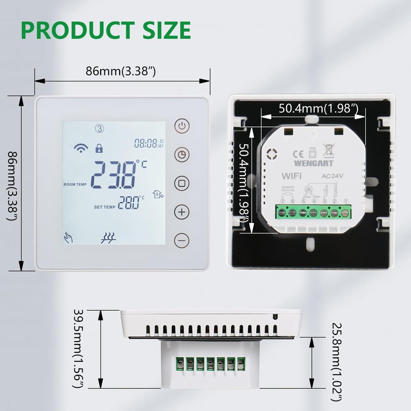 Wengart 24 V WiFi Heating Room Thermostat 7 Days Programmable