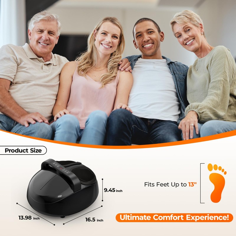 HTM Foot Massager with Heat, 5 Modes & 9-Level Intensity