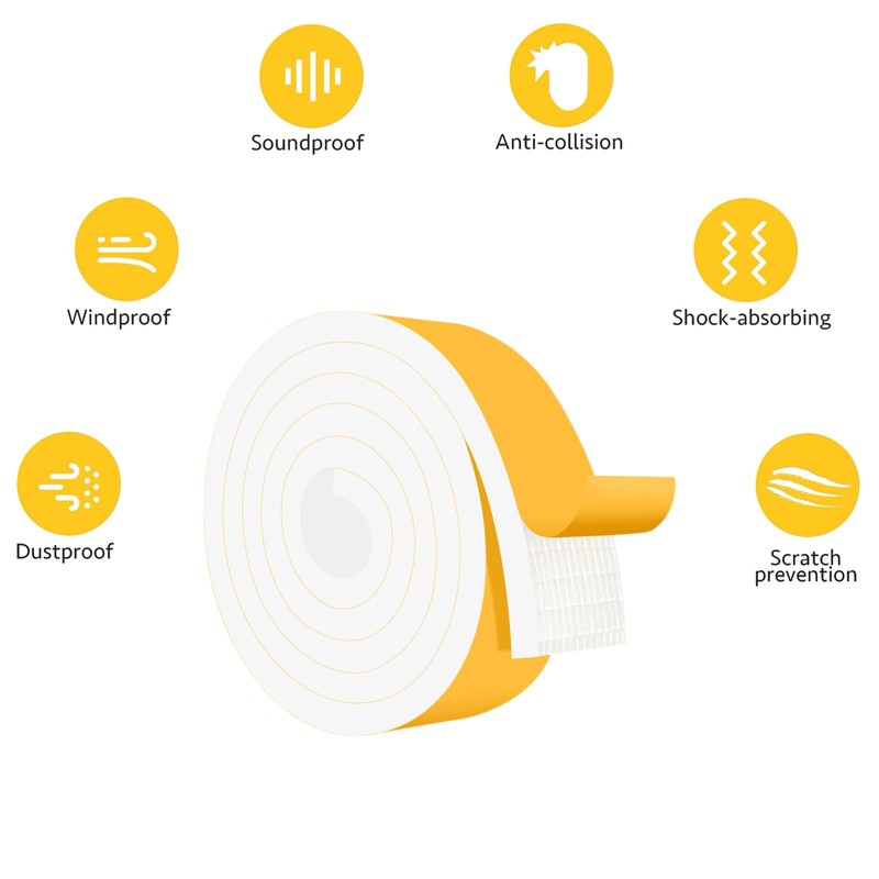 Trisiki Weather Stripping Door Seal Strip, Strong Adhesive Foam Insulation