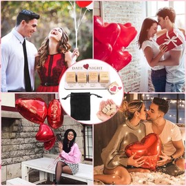 Date Night Dice Game with Bag, Wooden Romantic Gift for Couples Husband Wife, Decision Dice for Valentine's Day Anniversary Christmas Birthday Gifts