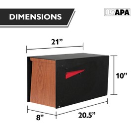 Ilyapa Modern Mailbox for Post Mount - Black Powder Coated Metal Mailbox with Ash Wood Door - Waterproof for Parcels, Recessed Magnetic Close Door