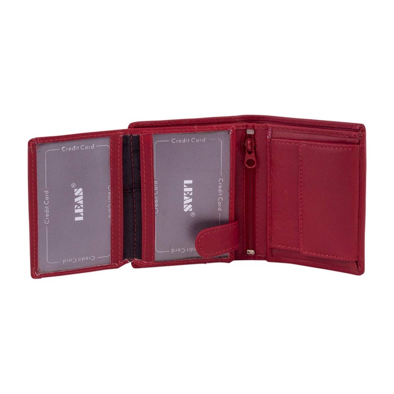LEAS Small Mini Purse Genuine Leather, red