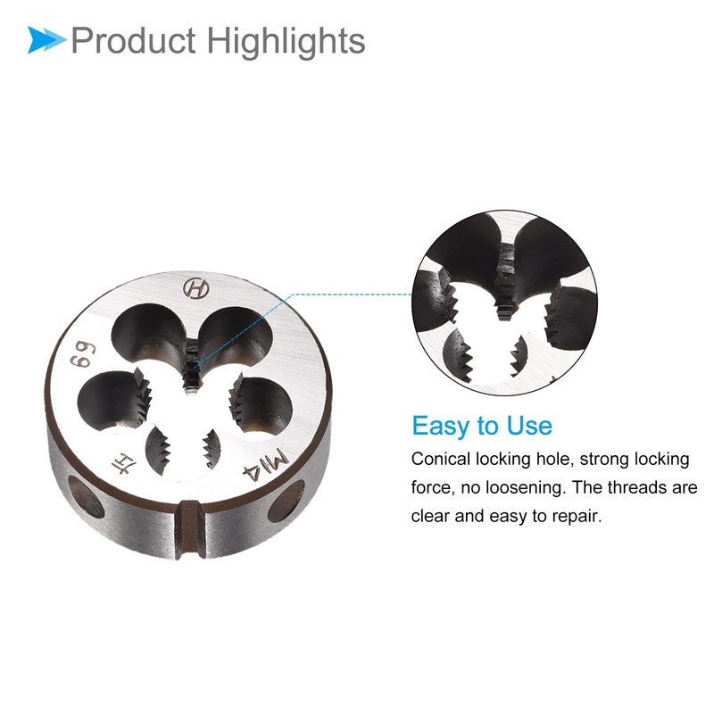 CoCud Metric Adjustable Round Dice M14 X 2.0 Alloy Steel