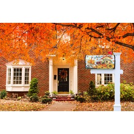 Pfrewn Autumn Pumpkin Sunflower Mailbox Cover Magnetic Standard Size Fall Leaf Birds Harvest Letter Post Box Cover Wrap Decoration Welcome Home Garden Outdoor 21" Lx 18" W