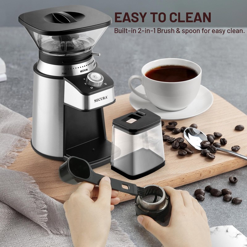 Secura Conical Burr Coffee Grinder Electric Coffee Bean Grinder with