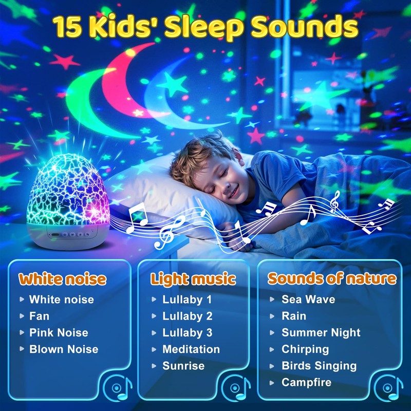Baby Sound Machine Night Light Projector | 15 Sleeping Sounds