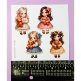 Stickasaurus Wrecks Vintage Little Girls & Teddy Bears Sticker Sheet