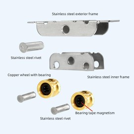 Sliding Door Roller Roller Window Accessories Ball Bearing Stainless Steel and Copper Sliding Door Roller Assembly 4 Pieces with Screws for Office (Concave Wheel)