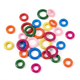 Boutigem 100pcs Colorful Macrame Wooden Rings Smooth Painted Donut Wood Circles Linking Rings 25-35mm for DIY Wood Hoops Ornaments Ring Jewelry Connector Making