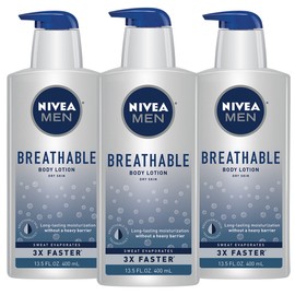 Nivea Men Breathable Body Lotion, 48 Hour Hydrating Lotion, 3 Pack of 13.5 Fl Oz Bottles