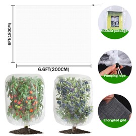 2 PCS Garden Plant Netting Cover for Fruits Tree, Garden Netting Pest Barrier with Drawstring 6 x 6.6 ft Insect Bird Barrier Netting for Garden Protection Tomato Blueberry Bush Netting Cover Bag