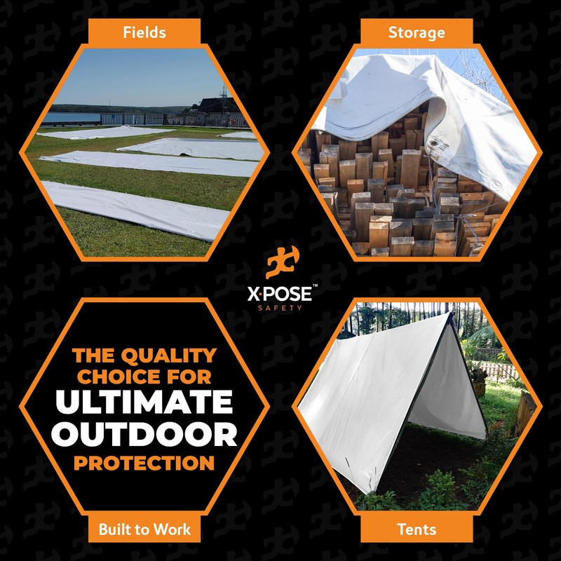 Heavy Duty White Poly Tarp 7' X 30' - Multipurpose