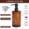 Simeitol 17 OZ Amber Glass Soap Dispenser with Black Stainless