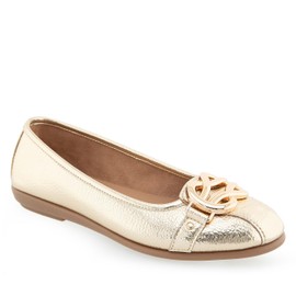 Aerosoles Women's Big Bet Ballet Flat, Soft Gold PU, 10, Soft Gold Pu, 10