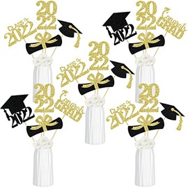 24Pcs Glitter Graduation Party Centerpieces for Tables- 2022 Graduation Party Centerpiece Sticks Gold, Graduation Table Decorations,Graduation Centerpieces,2022 Graduation Party Decorations,Graduation Decorations 2022 Gold（Large Card）