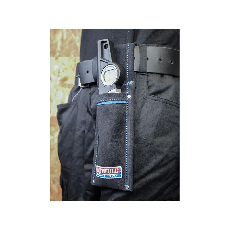 Faithfull Black Suede Leather Scaffold Level Holder for Tool Belt
