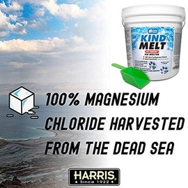 HARRIS HARRIS Kind Melt Pet Friendly Ice and Snow Melter, Fast Acting 100% Pure Magnesium Chloride Formula with Scoop Included, 15lb, White