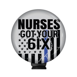 VA Veterans Affairs Nurse Badge Reel - VA Nurse ID Holder - Armed Forces Nurse Gift - Military Nurse Badge Reel - Nurses Got Your Six 6 Back Badge ID Name tag Clip