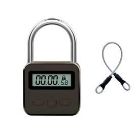 Metal Timer Lock, LCD Display Multi-Function Electronic Time, 99 Hours Max Timing, USB Rechargeable Timer Padlock Timer Padlock Timer Lock (Tea Brown)