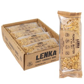 LENKA Handmade Craft Granola Bars - Peanut Butter with Sea Salt Gluten Free High Fiber - Sweet & Salty Chewy Granola Bar - 12 Pack