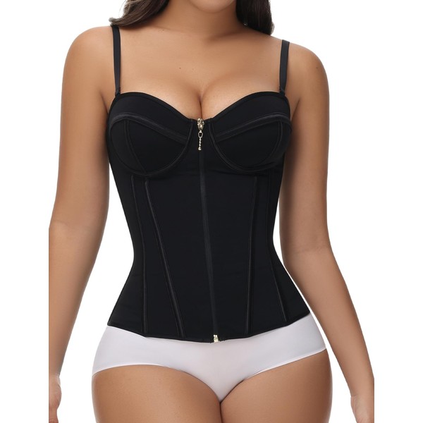 SHAPSHE Waist Trainer for Women Tummy Control Vest Black Corset