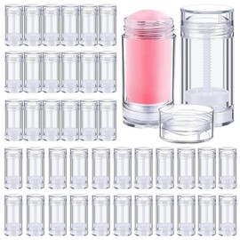 BHwra 40pcs 30ml Transparent Empty Deodorant Containers Twist Up Refillable Round Lip Balm Tube Bottomfill Deodorant Bottles for Homemade DIY Cream Lipstick