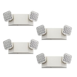 Lithonia Lighting Basics LED Emergency Light, Dual Adjustable Heads, Wall Mount, Damp Rated, 90-Min Backup, 120/277V, White, 4-Pack (EU2C CP4), Deal for stairways, hallways, and Egress Paths