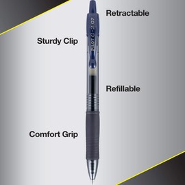 PILOT G2 Premium Refillable and Retractable Rolling Ball Gel Pens, Fine Point, Navy Blue Ink, 12-Pack (31187)