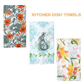 Aosome 3 PCS Funny Kitchen Towels Bunny Cat Tea Towels Dish Towels 18 x 28