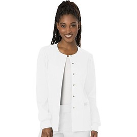 Cherokee Women's Snap Front Warm-up Jacket, White, Medium