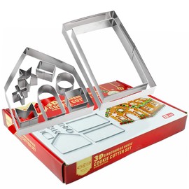 Cookie Cutters Christmas Gingerbread House, Gingerbread House Cookie Cutter Set, 3D Gingerbread House House Shape, Christmas Gingerbread House Cookie Cutters Set Made of Stainless Steel (Set of 10)