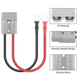 YACSEJAO Electric Forklift Charging Plug Cable 10AWG 50A Battery Quick Jumper Cable Connector O-Type Terminal to Anderson SB-50 Connector Cable