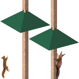 Khordin Metal Squirrel Baffle for 4x4 Post, Outside Wooden Pole Mount Squirrel Guards for Bird Feeders, 17 Inch Squirrels Deterrents Stopper to Deter Racoons, Green, 2pcs