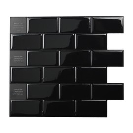 SMART TILES Peel and Stick Backsplash - 10 Sheets of 10.95" x 9.70" - 3D Adhesive Peel and Stick Tile Backsplash for Kitchen, Bathroom, Wall Tile, Subway Nero
