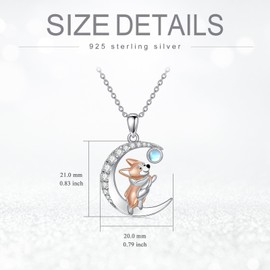 YONFQE Corgi Necklace Sterling Silver Dog Paw Pendant Necklace Cute Animal Jewellery Gifts for Corgi Lovers